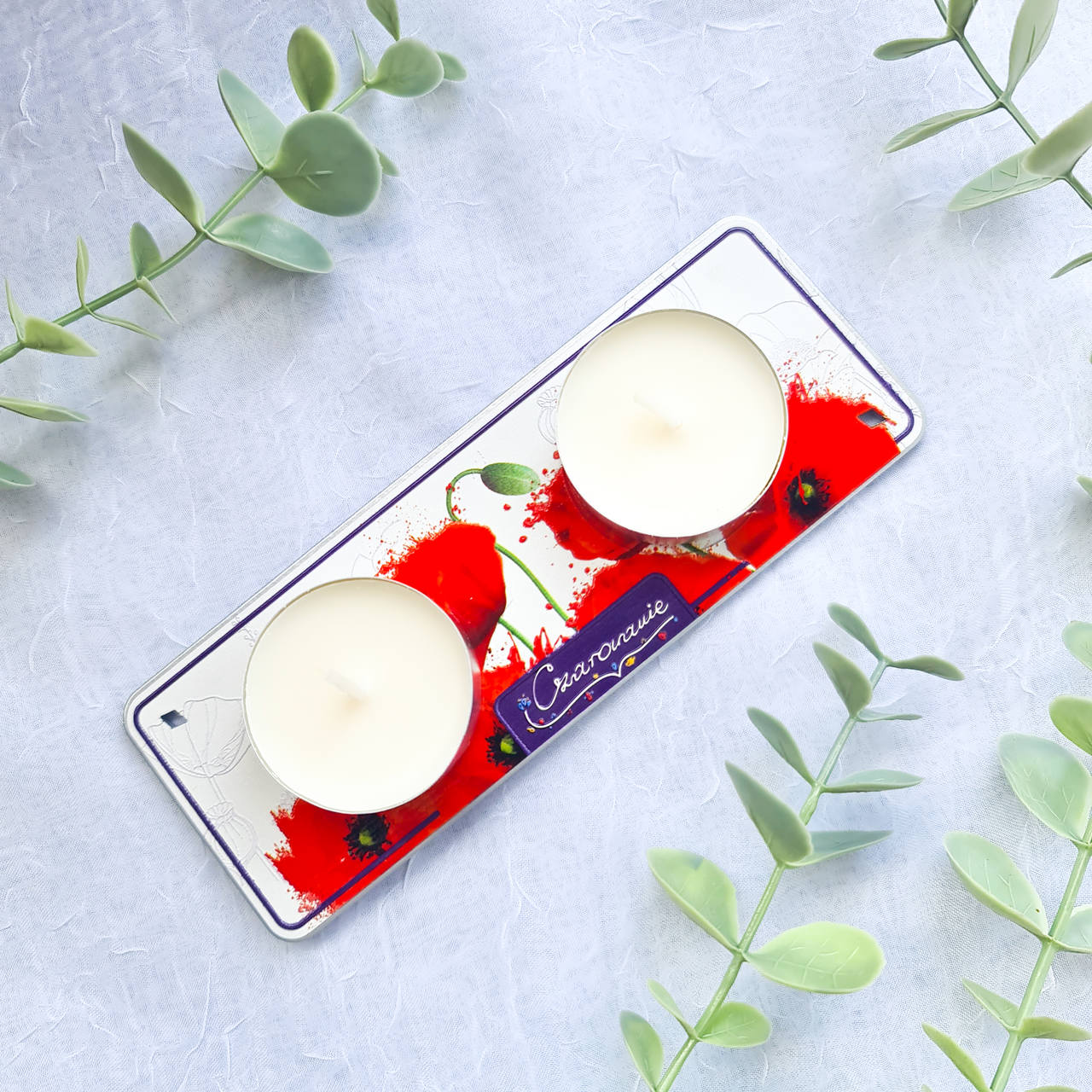 Podstawka pod świeczki tealight podwójna maki - obrazek 2