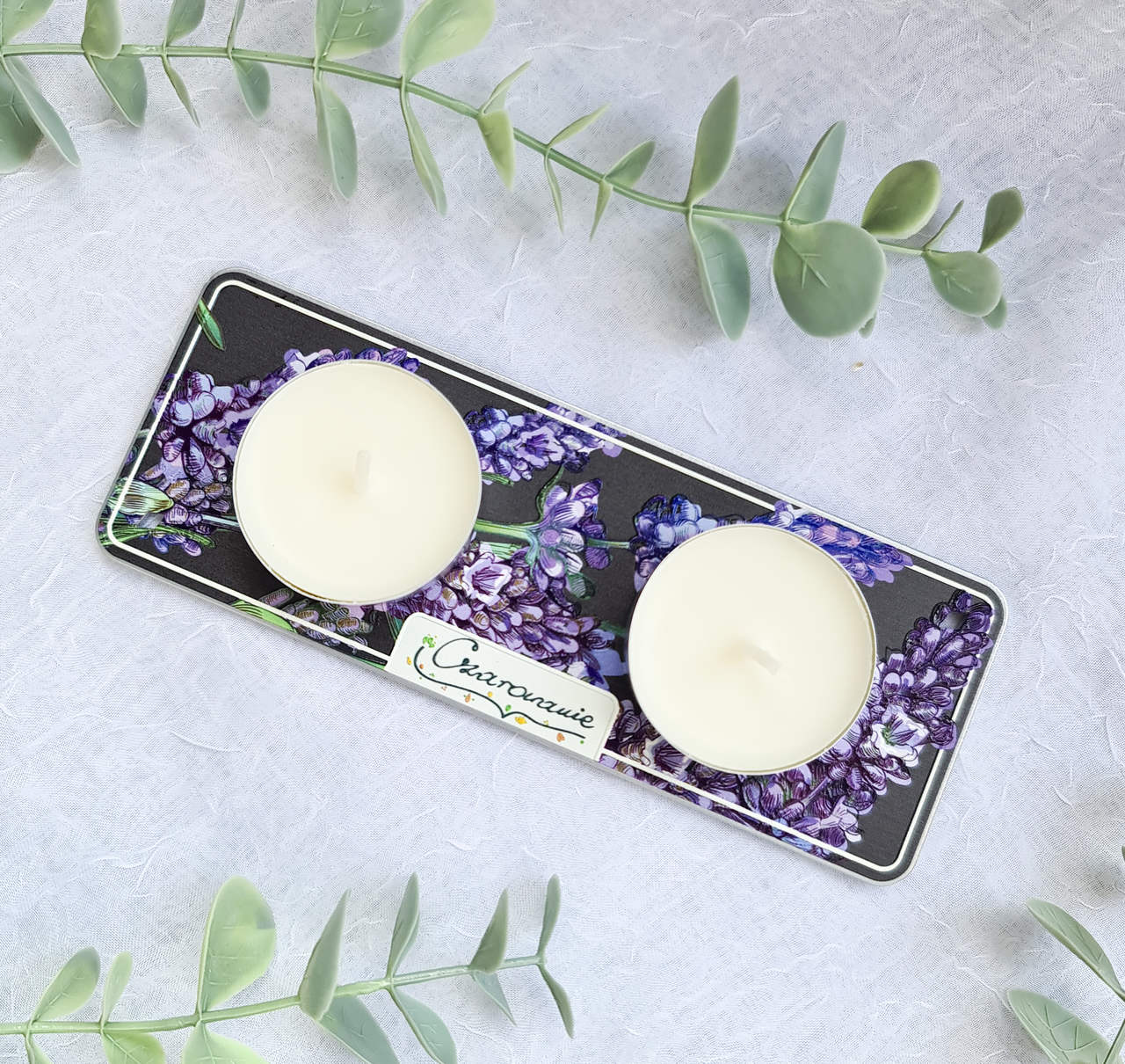 Podstawka pod świeczki tealight podwójna lawenda - obrazek 6