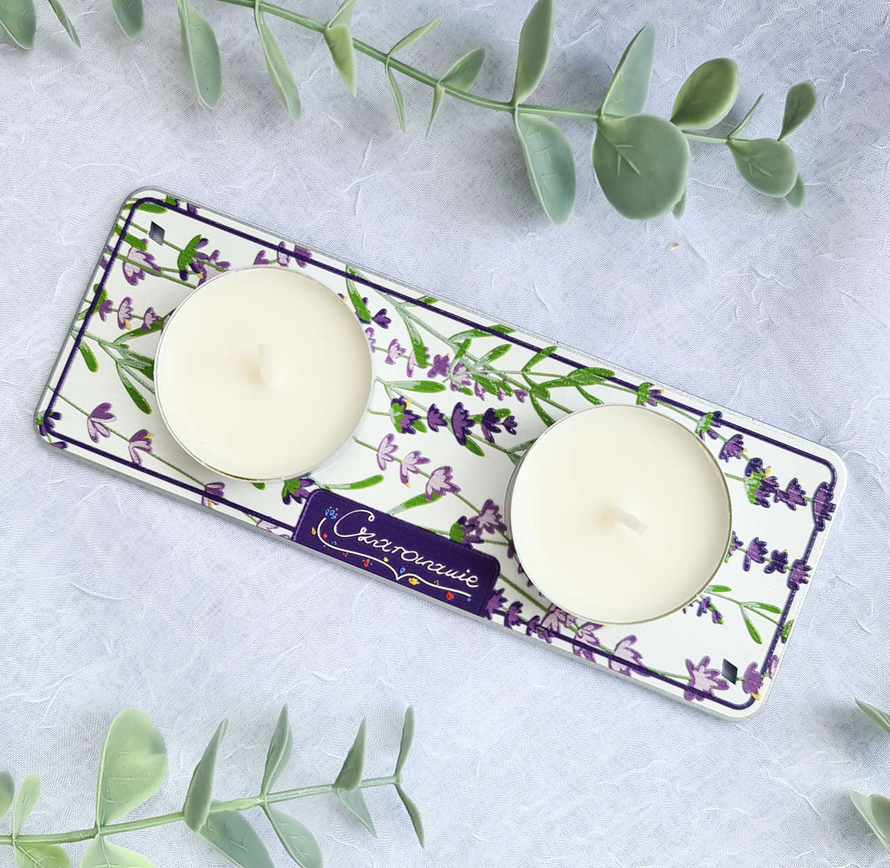 Podstawka pod świeczki tealight podwójna lawenda