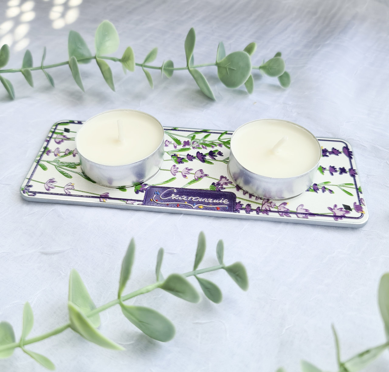Podstawka pod świeczki tealight podwójna lawenda - obrazek 9