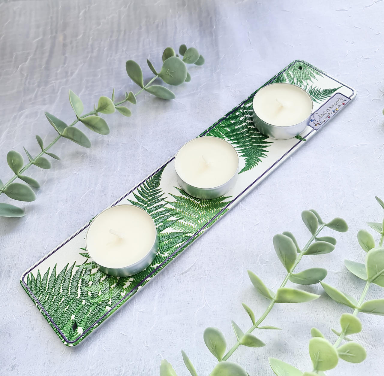 Podstawka pod świeczki tealight potrójna paprocie - obrazek 9