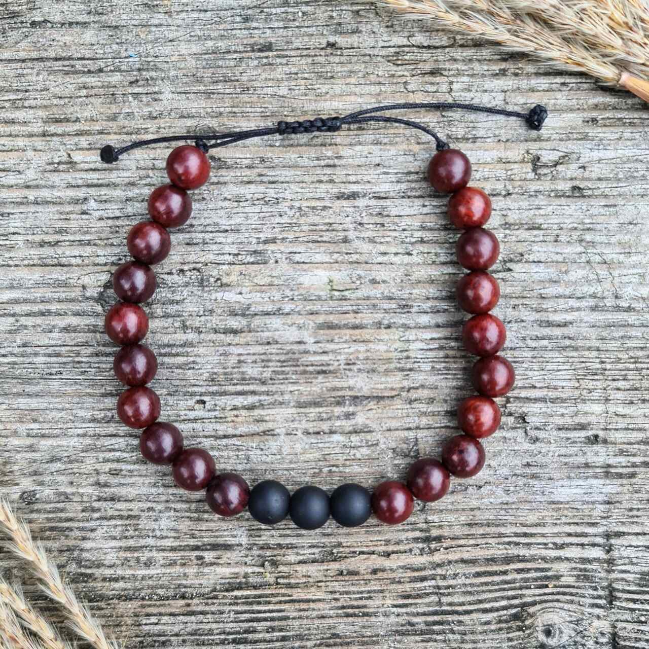Bransoletka męska wawrzyn i black stone - obrazek 4