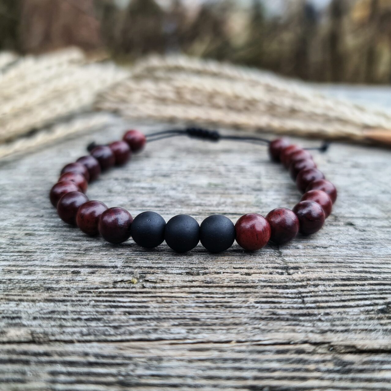 Bransoletka męska wawrzyn i black stone - obrazek 6